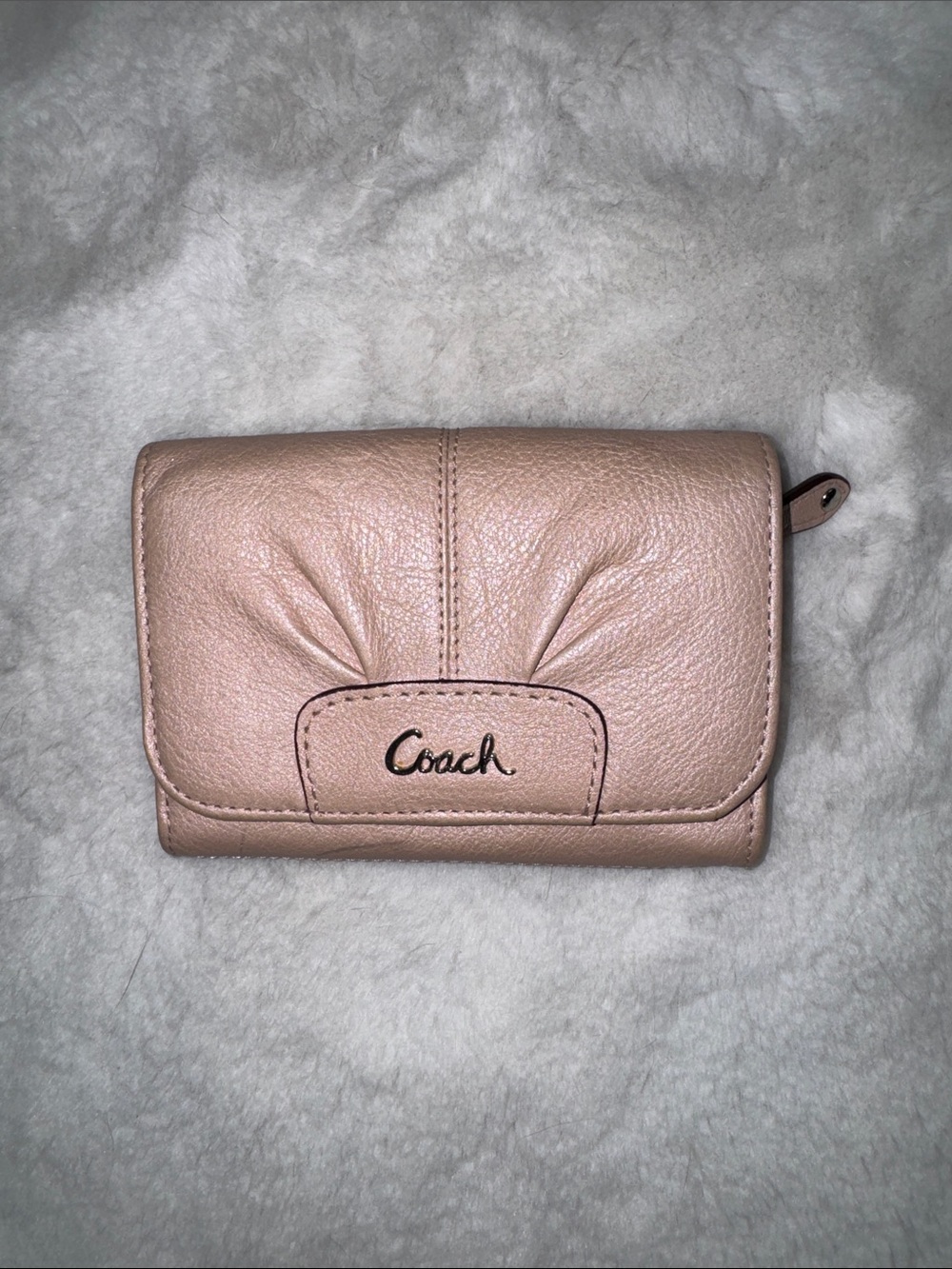 Coach Pebbled Leather Wallet in Blush